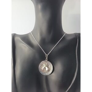 Vintage A Day To Remember Pendant Necklace Wedding Bells Rhinestones Silver Tone